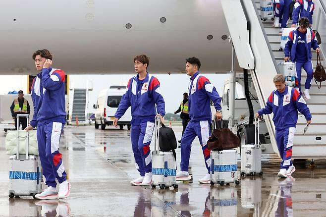 미국에 도착한 일본 축구 대표 선수들    Alan Poizner-Imagn Images<저작권자(c) 연합뉴스, 무단 전재-재배포, AI 학습 및 활용 금지>