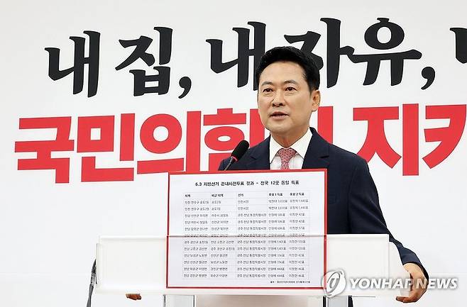 장동혁 국민의힘 대표가 지난 9일 서울 여의도 국회에서 열린 투표용지 부족 사태 등 현안관련 기자회견에서 발언을 하고 있다. /사진=연합뉴스