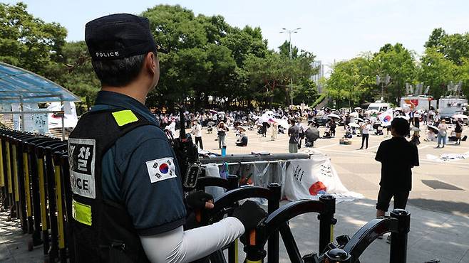 잠실 시위 경찰 현장