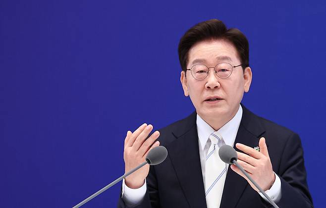 이재명 대통령이 6월8일 청와대 영빈관에서 열린 취임 1주년 기자회견에서 발언하고 있다. ⓒ연합뉴스
