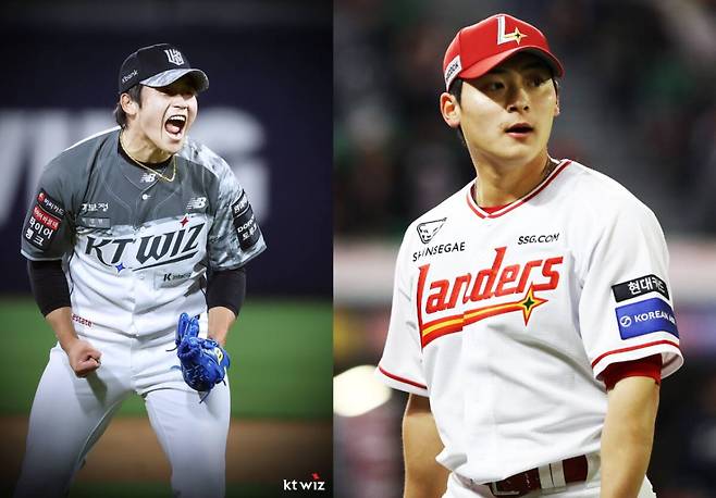 9월 열리는 ‘2026 아이치·나고야 아시안게임’ 야구대표팀 최종 엔트리에 승선한 KT 투수 박영현(왼쪽)과 SSG 조병현. KT, SSG 제공