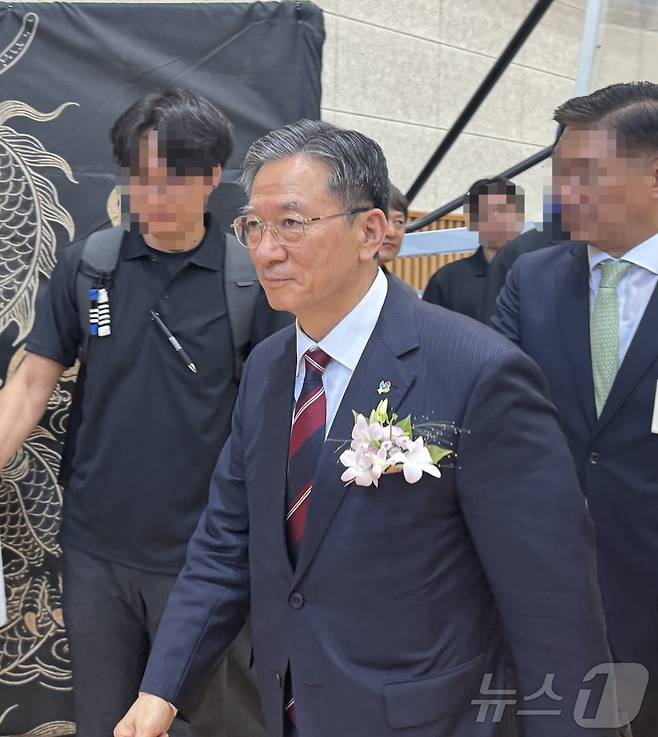 정성호 법무부 장관이 12일 충북 법무연수원 진천본원 체육관에서 열린 제55회 전국 교도관 무도대회에 참석하고 있다. 2026.6.12 ⓒ 뉴스1 송송이 기자