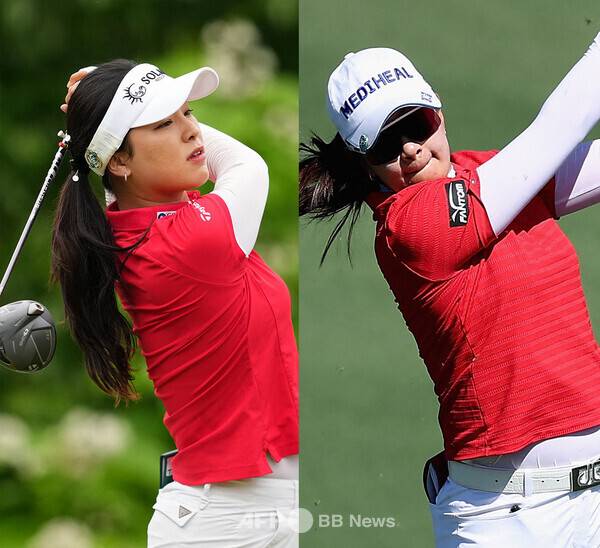 2026년 미국여자프로골프(LPGA) 투어 2인 1조 팀 경기인 다우 챔피언에 출전한 장타자 윤이나, 김아림 프로. 사진제공=ⓒAFPBBNews = News1 (사진을 무단으로 사용하지 마십시오.)