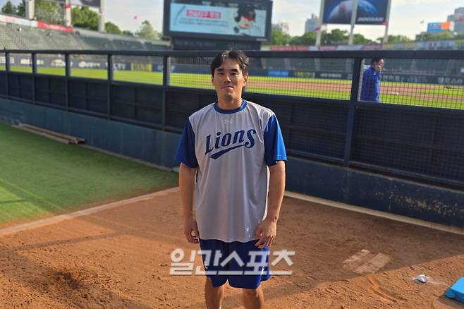 지난 5월, 서울 잠실야구장에서 만난 삼성 김재윤. 김재윤은 이곳 불펜장이 "내 인생을 바꾼 곳"이라고 말했다. 잠실=윤승재 기자