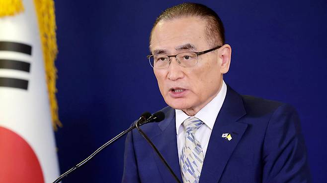 브리핑하는 위성락 국가안보실장