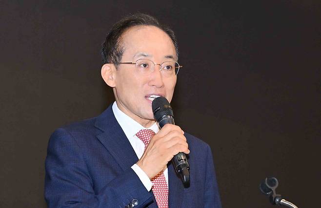추경호 대구시장 당선인이 ‘지역 보훈단체장 간담회’에 참석해 인삿말을 하고 있다. 대구시장직 인수위원회 제공