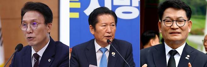 [서울·광주=뉴시스]조수정 김근수 류형근 기자 = 왼쪽부터 김민석 국무총리, 정청래 민주당 대표, 송영길 민주당 의원. 2026.06.07. *재판매 및 DB 금지