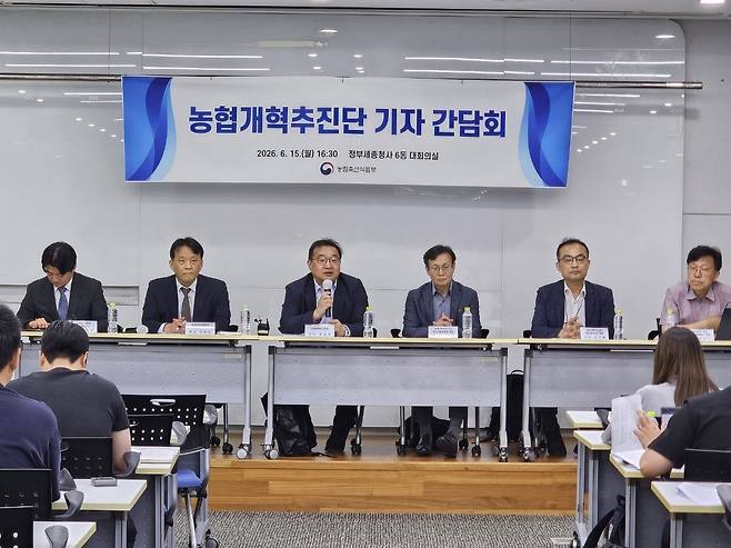 지난 15일 정부세종청사에서 진행된 농협개혁추진단 기자간담회 [농림축산식품부 제공]