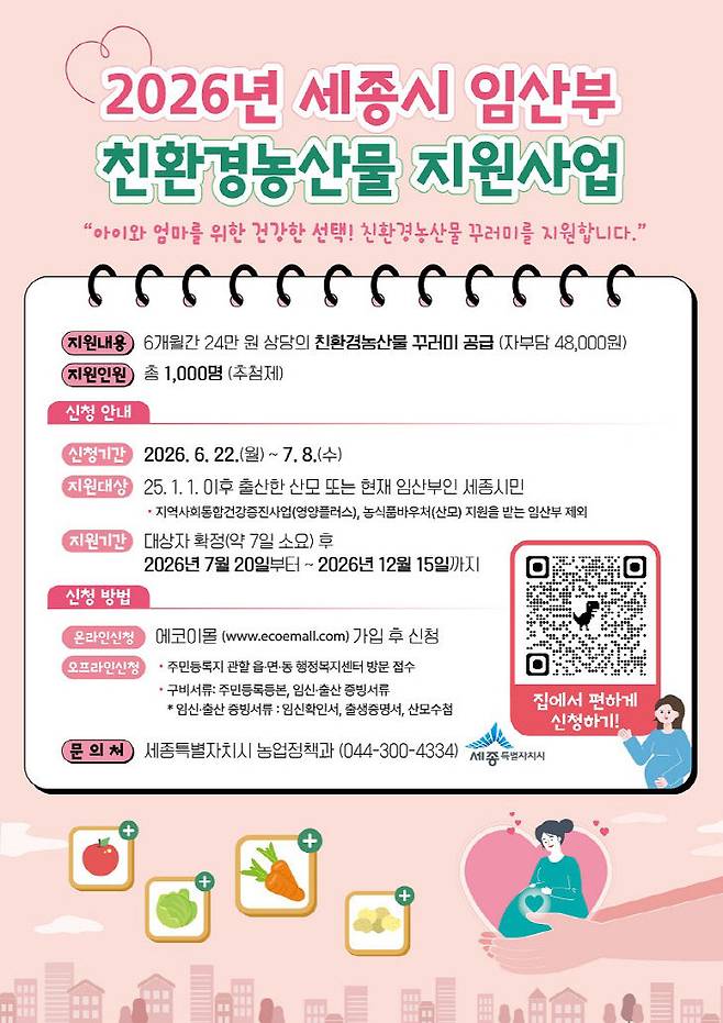 임산부 친환경농산물 지원사업. (사진=세종시 제공)