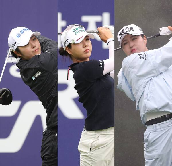 2026년 한국여자프로골프(KLPGA) 투어 인카금융 더헤븐 마스터즈 대회 우승 경쟁에 뛰어든 서교림, 장은수, 성유진 프로가 2라운드에서 경기하는 모습이다. 사진제공=KLPGA (사진을 무단으로 사용하지 마십시오.)
