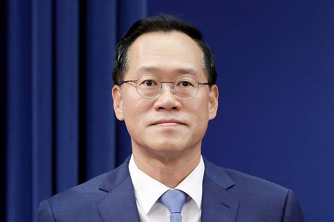 한찬식 신임 민정수석이 21일 청와대에서 열린 인사 관련 브리핑에 참석해 있다. 뉴시스