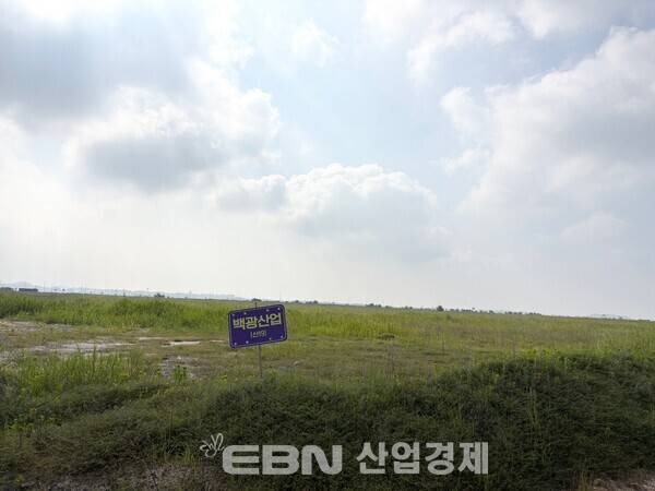 PKC가 오는 8월 소유권 이전을 마무리할 예정인 새만금 국가산단 6공구 제2공장 부지 전경. 회사는 이곳에 반도체·디스플레이용 특수가스 및 실리콘 전구체 생산시설을 구축할 계획이다. [출처=EBN]