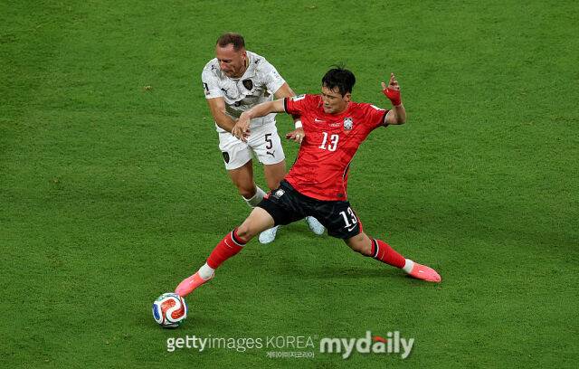 이태석이 지난 12일 멕시코 할르스코주 과달라하라 인근 사포판의 과달라하라 스타디움에서 펼쳐진 체코와의 2026 북중미 월드컵 A조 1차전을 치르고 있다./게티이미지코리아