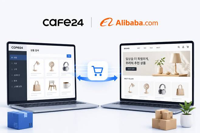 카페24가 글로벌 B2B 이커머스 플랫폼 알리바바닷컴과 연동한 '알리바바닷컴 소싱' 서비스를 출시했다.(사진=카페24)