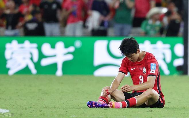 25일(한국시간) 멕시코 몬테레이 스타디움에서 열린 2026 북중미 월드컵 A조 3차전 한국과 남아프리카공화국의 경기. 패배하고 아쉬워하는 이기혁. 몬테레이=최주연 기자
