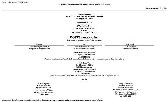 Rokit Healthcare’s amended Form S-1 registration statement filed with the U.S. SEC (Source: U.S. Securities and Exchange Commission)