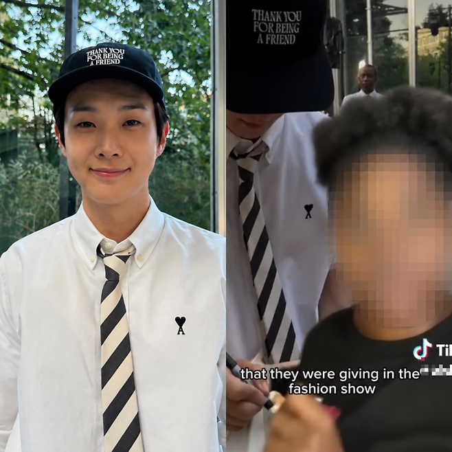 배우 최우식이 파리 패션쇼에서 인종차별을 했다는 의혹이 제기됐다. 사진=최우식 인스타그램, 누리꾼 틱톡 캡처.