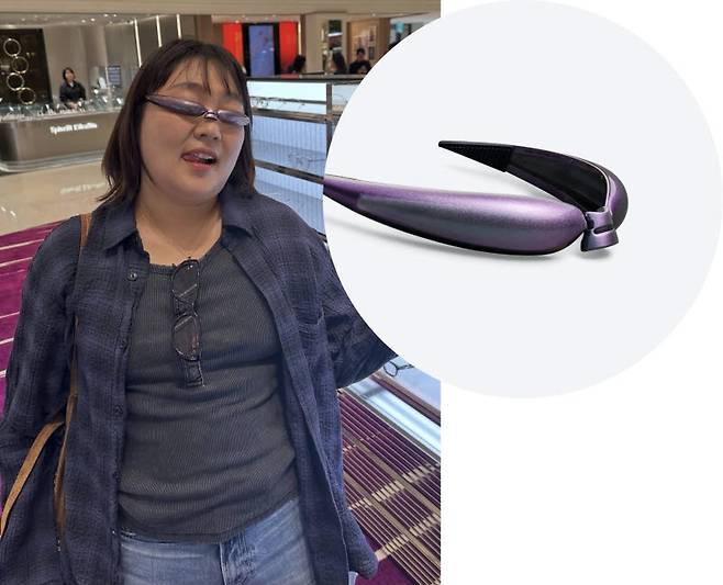 이수지가 젠틀몬스터 매장에서 볼드 컬렉션 제품을 착용한 모습과 제품 이미지. (사진=이수지 인스타그램·젠틀몬스터 홈페이지 캡처)