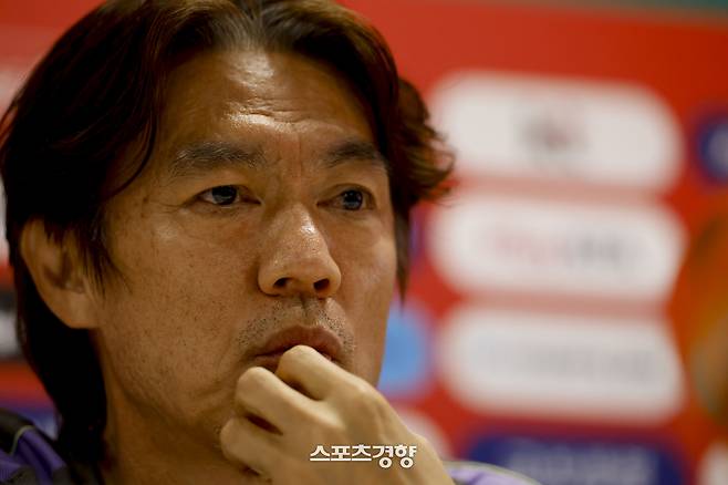 홍명보 한국 축구대표팀 감독이 26일(한국 시간) 멕시코 과달라하라에서 2026 북중미 월드컵 조별리그 남아프리카공화국과의 경기를 마치고 기자회견을 진행하고 있다. 2026.06.26 과달라하라(멕시코) | 문재원 기자