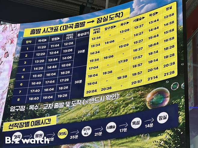 속도 문제는&nbsp;서울시 계획대로 마곡과 여의도, 잠실에만 서는 급행 노선이 운항하면 다소 개선될 것으로 보인다.&nbsp;/사진=김진수 기자