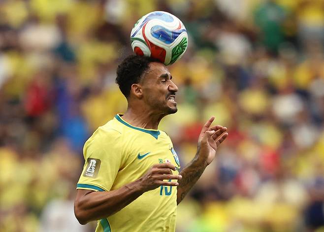 Soccer Football - FIFA World Cup 2026 - Round of 32 - Brazil v Japan - Houston Stadium, Houston, Texas, U.S. - June 29, 2026 Brazil's Danilo in action IMAGN IMAGES via Reuters/Troy Taormina<저작권자(c) 연합뉴스, 무단 전재-재배포, AI 학습 및 활용 금지>