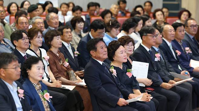조상래 곡성군수가 1일 군민회관서 민선 9기 취임행사에 참석하고 있다./곡성군 제공