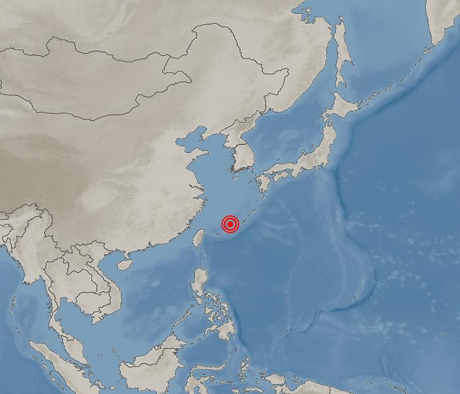 ▲ 3일 오후 1시 5분 일본 오키나와현 나하시 서쪽 189km 해역 규모 6.4 지진 발생