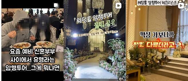 SNS에 올라온 '결혼식장 암행투어' 관련 게시물. 인스타그램 갈무리