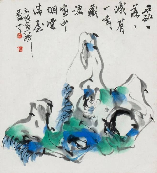 월간 샘터 1977년 1월호 표지에 실린 박노수의 산수도. 샘터