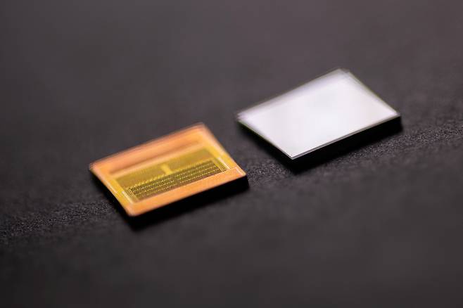 A highest-capacity, high bandwidth 16-High HBM3E memory chip from SK hynix is seen in this studio photograph in San Francisco on Aug. 6, 2025. REUTERS/YONHAP