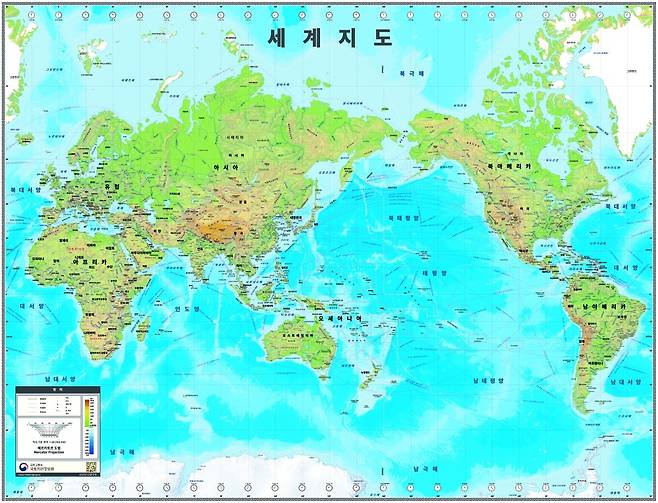 '메르카토르 도법' 세계 지도 [국토지리정보원 제공. 재판매 및 DB 금지]
