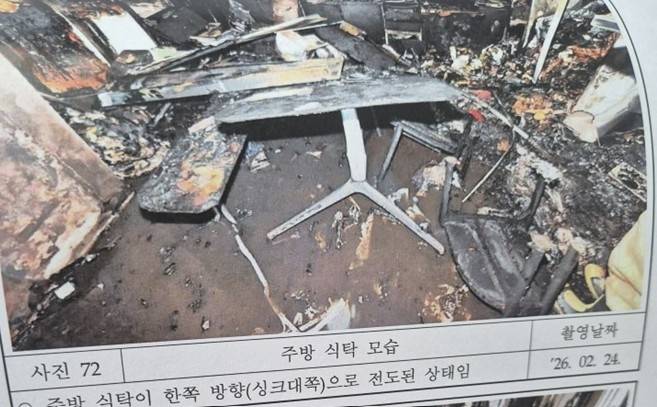 불에 탄 주방 [유족 제공. 재판매 및 DB 금지]
