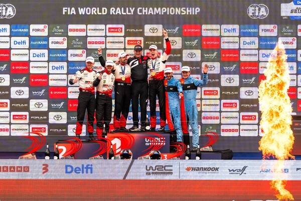 2026 WRC 에스토니아 랠리 포디엄 현장(사진=한국타이어 제공)