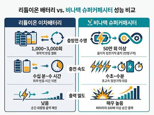 에너지 저장 장치별 기술 및 운영 사양 비교