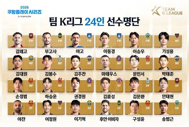 2026 쿠팡플레이시리즈 팀 K리그 24인 명단./K리그