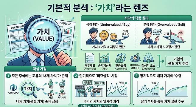 기본적 분석. '가치'라는 렌즈. 제미나이 생성 이미지