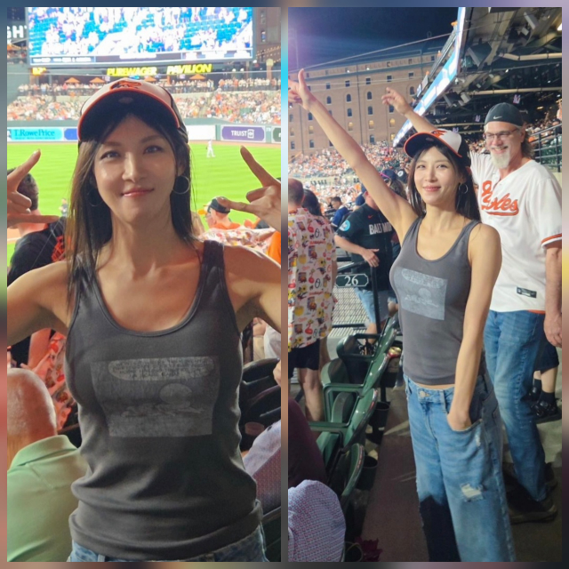하지원이 한국 배우 최초로 미국 메이저리그(MLB) 펜웨이파크 마운드에 오른 데 이어 시구를 마친 뒤에는 곧장 관중석으로 향해 현지 팬들과 함께 야구를 즐기며 특별한 하루를 완성했다.사진=하지원 SNS