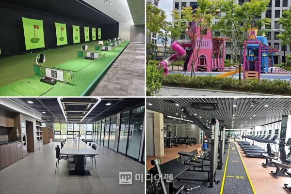 구미 인동 하늘채 디어반 2차의 실내골프장을 비롯한 각종 커뮤니티 시설들./사진=미디어펜 서동영 기자