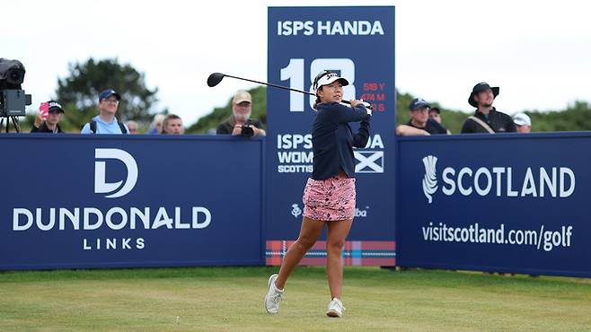 던도널드 링크스에서 열린 LPGA투어 스코틀랜드 오픈에서 티샷하는 신지은. 사진 | LPGA 투어