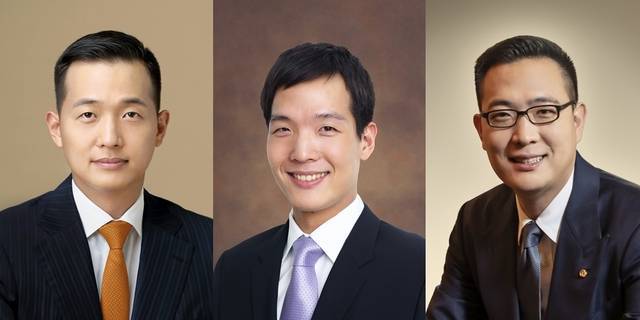 김동관(왼쪽부터) 한화그룹 수석부회장, 김동원 부회장, 김동선 사장. /한화그룹