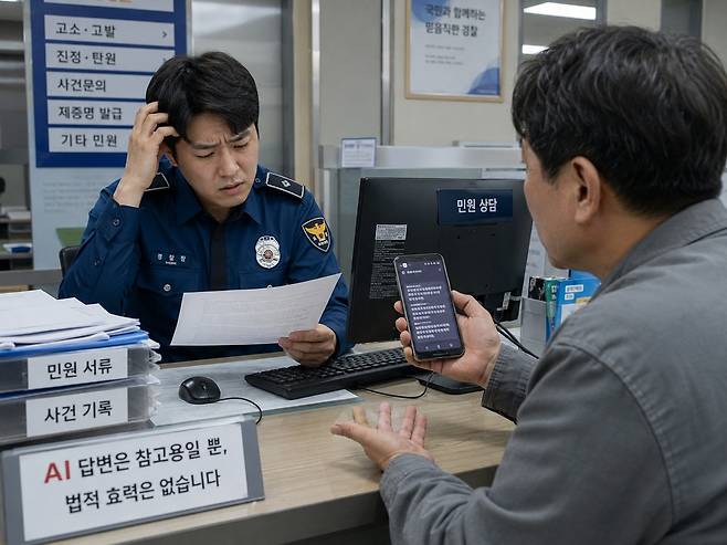AI를 활용해 민원을 제기하는 민원인의 모습을 AI 활용해 묘사한 이미지.