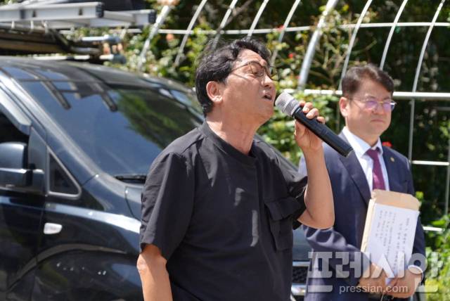 ▲김홍중 경북산불피해대책위원회 집행위원장. ⓒ 프레시안(김종우)