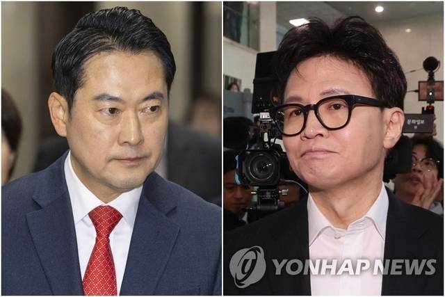 장동혁 국민의힘 대표(왼쪽), 한동훈 무소속 의원. 연합뉴스 자료사진