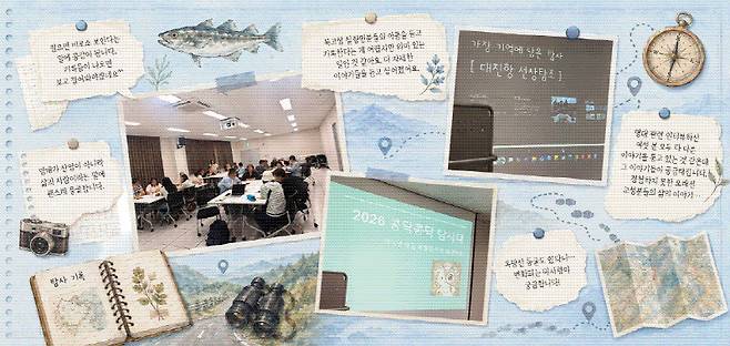 ▲ 1 소양하다는 ‘콩닥콩닥 탐사단’과 중간공유회를 거치며 고성에 대해 더 깊이 탐구하게 됐다. 2 콩닥콩닥 탐사대 활동 모습. 3 대진항 선상탐조