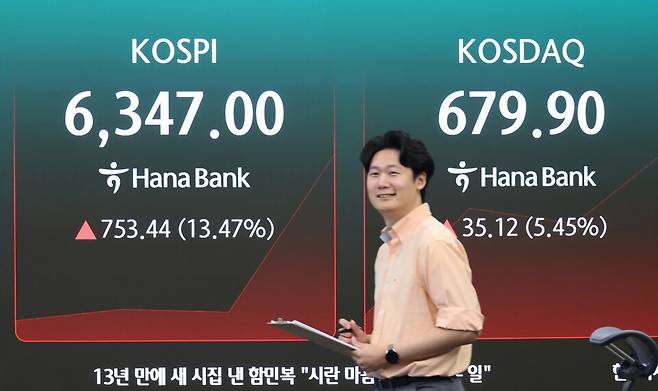 31일 서울 하나은행 본점 딜링룸에 주가지수가 표시되고 있다. ⓒ연합뉴스
