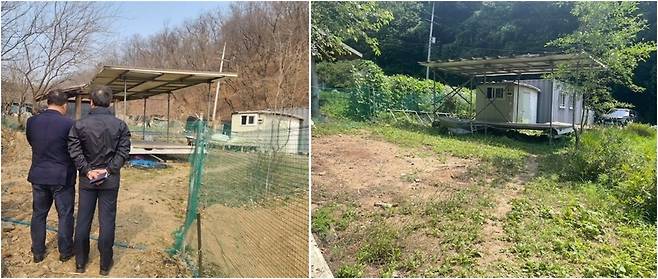 하천 불법 시설물(왼쪽)과 정비 후 모습 [군포시 제공. 재판매 및 DB 금지]