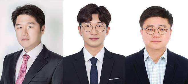 [구미=뉴시스] 박철민(왼쪽부터) 교수, 이영한 연구원, 전기준 교수. (사진=금오공대 제공) 2026.08.03  *재판매 및 DB 금지