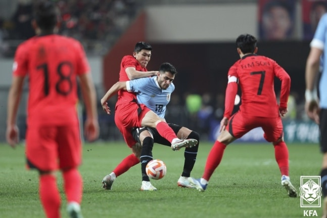 2023년 3월 한국과 우루과이와 친선경기 모습. 대한축구협회 제공