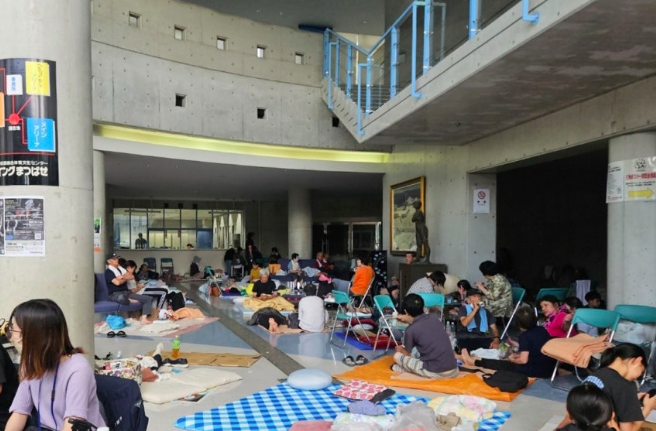 지난달 29일 일본 우키시 마쓰바세에 마련된 대피소 모습. 본문과 직접적 연관 없음. 연합뉴스