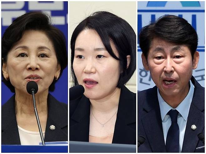 왼쪽부터 더불어민주당 소속 남인순 국회부의장, 이소영 의원, 이훈기 의원 ⓒ뉴시스